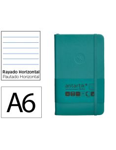 Cuaderno Con Gomilla Antartik Notes Tapa Dura A6 Hojas Rayas Verde Aguamarina 100 Hojas 80 Gr Fsc