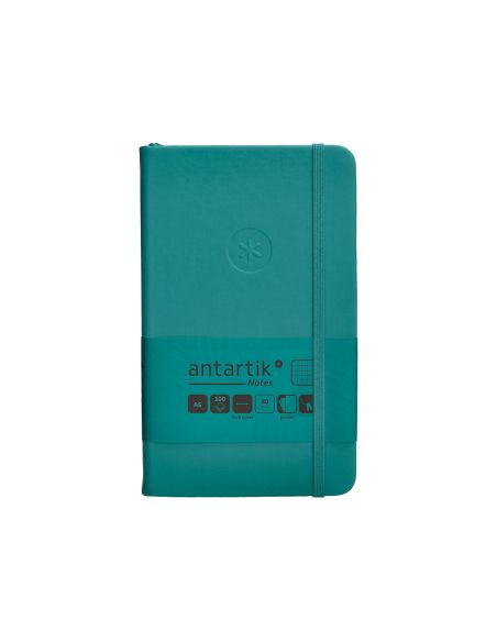 Cuaderno Con Gomilla Antartik Notes Tapa Dura A6 Hojas Cuadricula Verde Aguamarina 100 Hojas 80 Gr