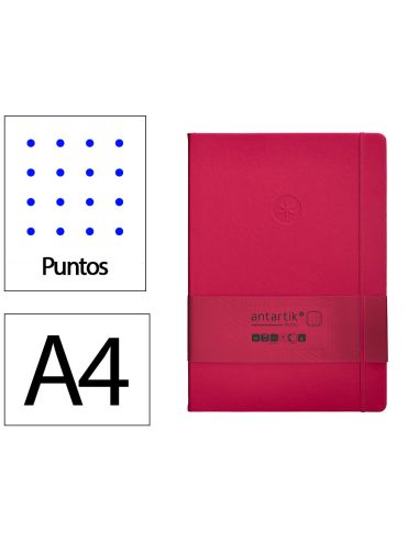 Cuaderno Con Gomilla Antartik Notes Tapa Dura A4 Hojas Puntos Burdeos 100 Hojas 80 Gr Fsc