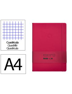 Cuaderno Con Gomilla Antartik Notes Tapa Dura A4 Hojas Cuadricula Burdeos 100 Hojas 80 Gr Fsc