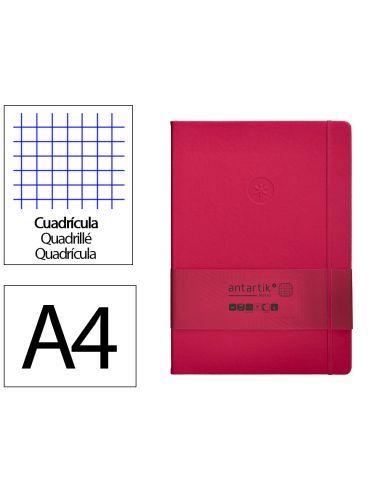 Cuaderno Con Gomilla Antartik Notes Tapa Dura A4 Hojas Cuadricula Burdeos 100 Hojas 80 Gr Fsc
