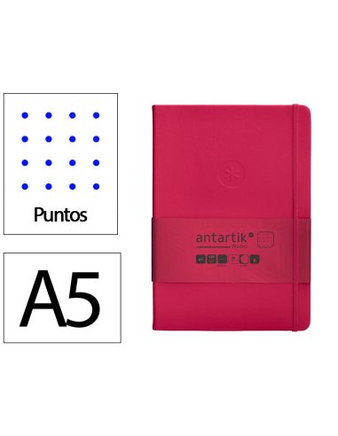 Cuaderno Con Gomilla Antartik Notes Tapa Dura A5 Hojas Puntos Burdeos 100 Hojas 80 Gr Fsc