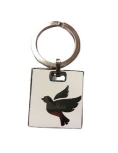 Llavero Metal Esmaltado Espiritu Santo Blanco