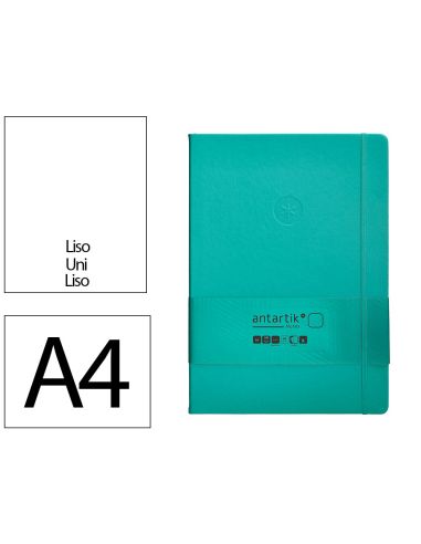 Cuaderno Con Gomilla Antartik Notes Tapa Dura A4 Hojas Lisas Turquesa 100 Hojas 80 Gr Fsc