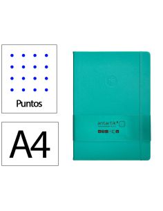Cuaderno Con Gomilla Antartik Notes Tapa Dura A4 Hojas Puntos Turquesa 100 Hojas 80 Gr Fsc
