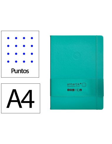 Cuaderno Con Gomilla Antartik Notes Tapa Dura A4 Hojas Puntos Turquesa 100 Hojas 80 Gr Fsc