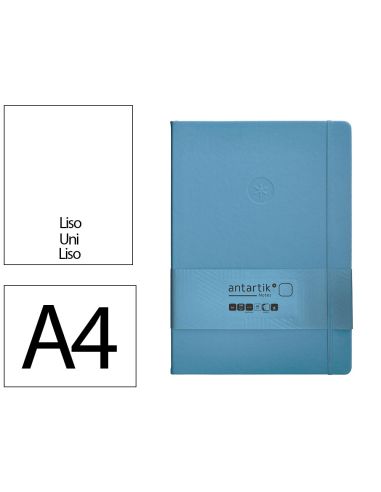 Cuaderno Con Gomilla Antartik Notes Tapa Dura A4 Hojas Lisas Azul Claro 100 Hojas 80 Gr Fsc