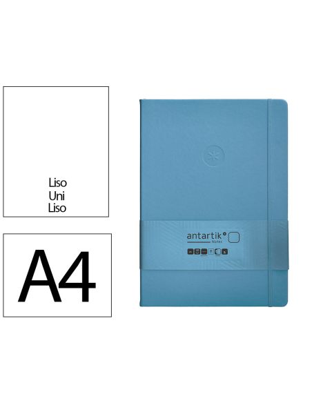 Cuaderno Con Gomilla Antartik Notes Tapa Dura A4 Hojas Lisas Azul Claro 100 Hojas 80 Gr Fsc