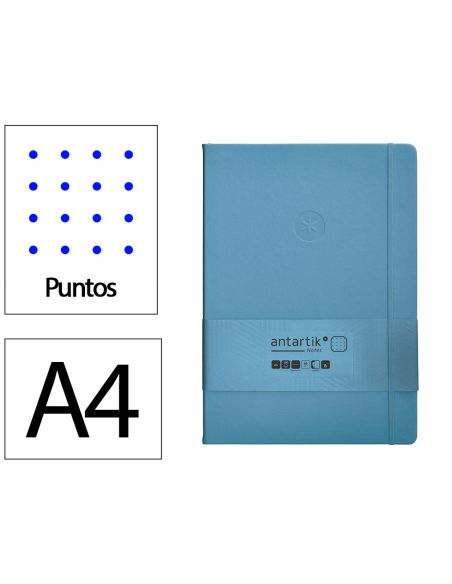Cuaderno Con Gomilla Antartik Notes Tapa Dura A4 Hojas Puntos Azul Claro 100 Hojas 80 Gr Fsc