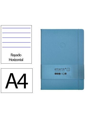 Cuaderno Con Gomilla Antartik Notes Tapa Dura A4 Hojas Rayas Azul Claro 100 Hojas 80 Gr Fsc