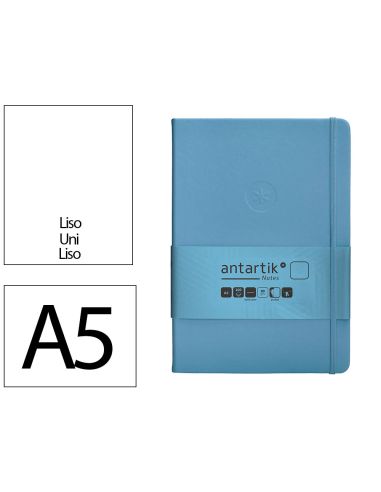 Cuaderno Con Gomilla Antartik Notes Tapa Dura A5 Hojas Lisas Azul Claro 100 Hojas 80 Gr Fsc