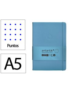 Cuaderno Con Gomilla Antartik Notes Tapa Dura A5 Hojas Puntos Azul Claro 100 Hojas 80 Gr Fsc