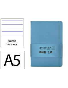 Cuaderno Con Gomilla Antartik Notes Tapa Dura A5 Hojas Rayas Azul Claro 100 Hojas 80 Gr Fsc