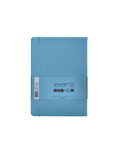 Cuaderno Con Gomilla Antartik Notes Tapa Dura A5 Hojas Cuadricula Azul Claro 100 Hojas 80 Gr Fsc