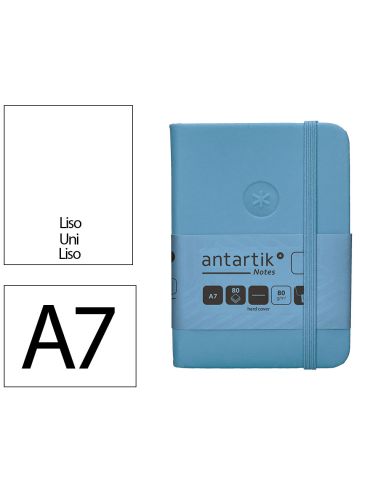 Cuaderno Con Gomilla Antartik Notes Tapa Dura A7 Hojas Lisas Azul Claro 80 Hojas 80 Gr Fsc