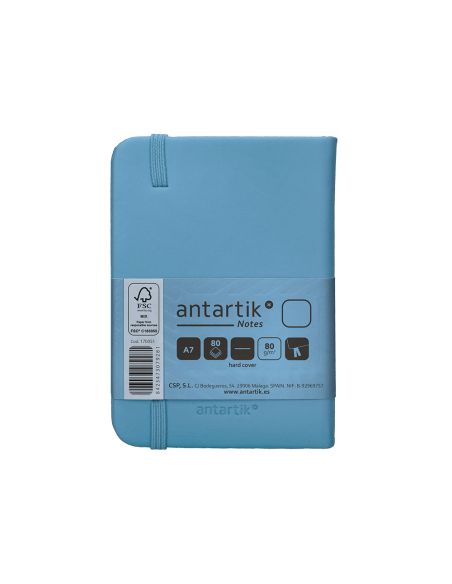 Cuaderno Con Gomilla Antartik Notes Tapa Dura A7 Hojas Lisas Azul Claro 80 Hojas 80 Gr Fsc
