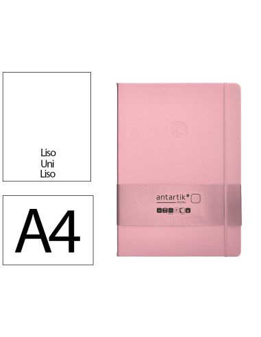 Cuaderno Con Gomilla Antartik Notes Tapa Dura A4 Hojas Lisas Rosa Pastel 100 Hojas 80 Gr Fsc