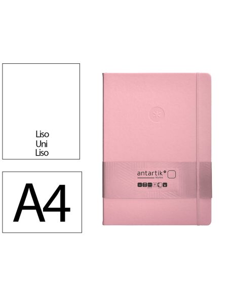 Cuaderno Con Gomilla Antartik Notes Tapa Dura A4 Hojas Lisas Rosa Pastel 100 Hojas 80 Gr Fsc