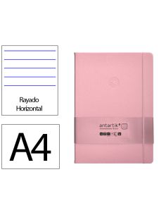 Cuaderno Con Gomilla Antartik Notes Tapa Dura A4 Hojas Rayas Rosa Pastel 100 Hojas 80 Gr Fsc