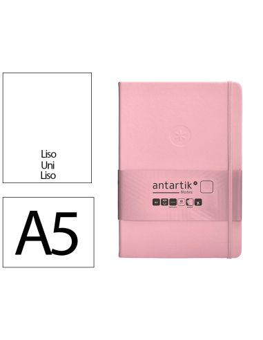 Cuaderno Con Gomilla Antartik Notes Tapa Dura A5 Hojas Lisas Rosa Pastel 100 Hojas 80 Gr Fsc