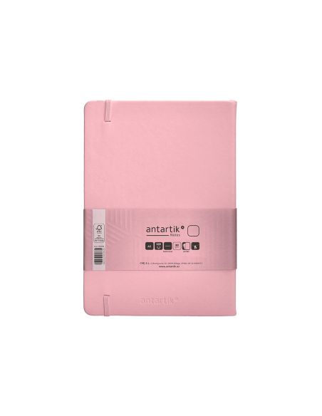 Cuaderno Con Gomilla Antartik Notes Tapa Dura A5 Hojas Lisas Rosa Pastel 100 Hojas 80 Gr Fsc