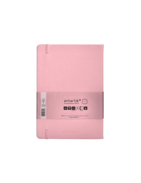 Cuaderno Con Gomilla Antartik Notes Tapa Dura A5 Hojas Puntos Rosa Pastel 100 Hojas 80 Gr Fsc