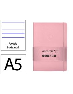 Cuaderno Con Gomilla Antartik Notes Tapa Dura A5 Hojas Rayas Rosa Pastel 100 Hojas 80 Gr Fsc