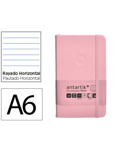 Cuaderno Con Gomilla Antartik Notes Tapa Dura A6 Hojas Rayas Rosa Pastel 100 Hojas 80 Gr Fsc