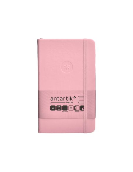 Cuaderno Con Gomilla Antartik Notes Tapa Dura A6 Hojas Rayas Rosa Pastel 100 Hojas 80 Gr Fsc