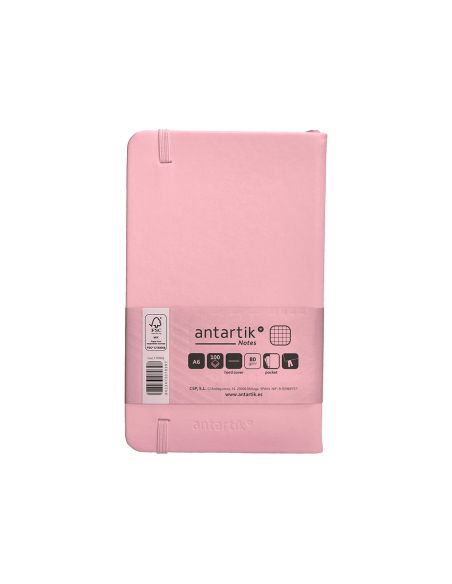 Cuaderno Con Gomilla Antartik Notes Tapa Dura A6 Hojas Cuadricula Rosa Pastel 100 Hojas 80 Gr Fsc
