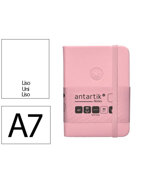 Cuaderno Con Gomilla Antartik Notes Tapa Dura A7 Hojas Lisas Rosa Pastel 80 Hojas 80 Gr Fsc
