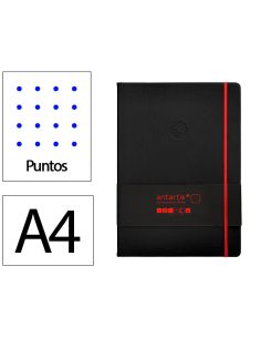 Cuaderno Con Gomilla Antartik Notes Tapa Dura A4 Hojas Puntos Negro Y Rojo 100 Hojas 80 Gr Fsc