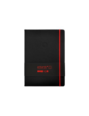 Cuaderno Con Gomilla Antartik Notes Tapa Dura A4 Hojas Rayas Negro Y Rojo 100 Hojas 80 Gr Fsc