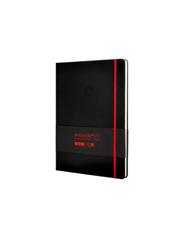 Cuaderno Con Gomilla Antartik Notes Tapa Dura A4 Hojas Rayas Negro Y Rojo 100 Hojas 80 Gr Fsc