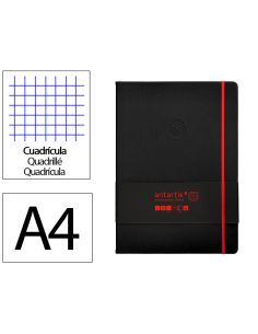 Cuaderno Con Gomilla Antartik Notes Tapa Dura A4 Hojas Cuadricula Negro Y Rojo 100 Hojas 80 Gr Fsc