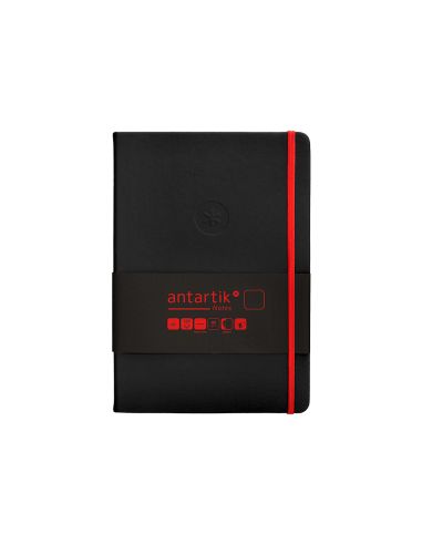 Cuaderno Con Gomilla Antartik Notes Tapa Dura A5 Hojas Lisas Negro Y Rojo 100 Hojas 80 Gr Fsc