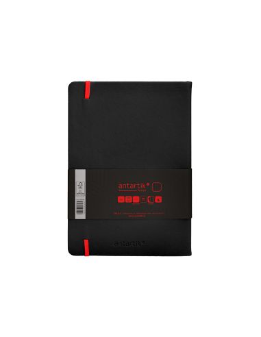 Cuaderno Con Gomilla Antartik Notes Tapa Dura A5 Hojas Puntos Negro Y Rojo 100 Hojas 80 Gr Fsc