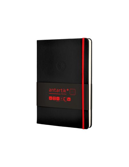 Cuaderno Con Gomilla Antartik Notes Tapa Dura A5 Hojas Rayas Negro Y Rojo 100 Hojas 80 Gr Fsc