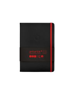 Cuaderno Con Gomilla Antartik Notes Tapa Dura A5 Hojas Cuadricula Negro Y Rojo 100 Hojas 80 Gr Fsc 2