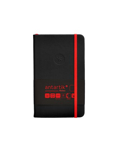 Cuaderno Con Gomilla Antartik Notes Tapa Dura A6 Hojas Lisas Negro Y Rojo 100 Hojas 80 Gr Fsc