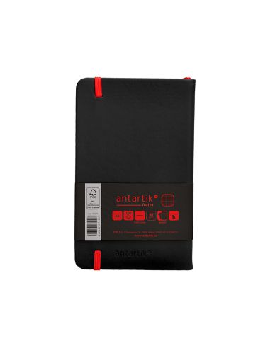 Cuaderno Con Gomilla Antartik Notes Tapa Dura A6 Hojas Cuadricula Negro Y Rojo 100 Hojas 80 Gr Fsc