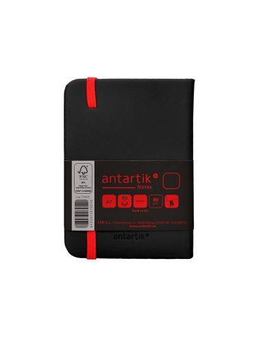 Cuaderno Con Gomilla Antartik Notes Tapa Dura A7 Hojas Lisas Negro Y Rojo 80 Hojas 80 Gr Fsc