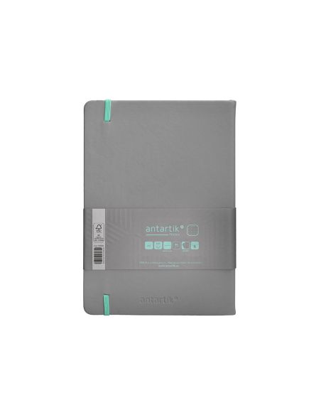 Cuaderno Con Gomilla Antartik Notes Tapa Dura A5 Hojas Puntos Gris Y Turquesa 100 Hojas 80 Gr Fsc