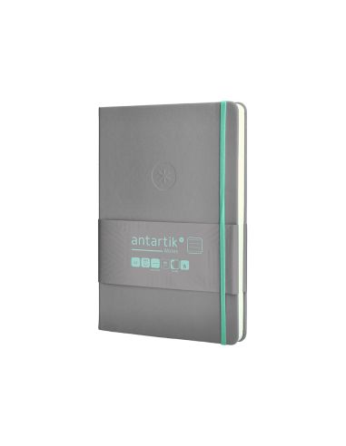 Cuaderno Con Gomilla Antartik Notes Tapa Dura A5 Hojas Rayas Gris Y Turquesa 100 Hojas 80 Gr Fsc