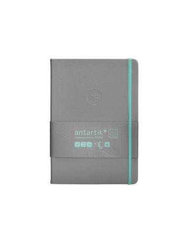 Cuaderno Con Gomilla Antartik Notes Tapa Dura A5 Hojas Cuadricula Gris Y Turquesa 100 Hojas 80 Gr Fsc