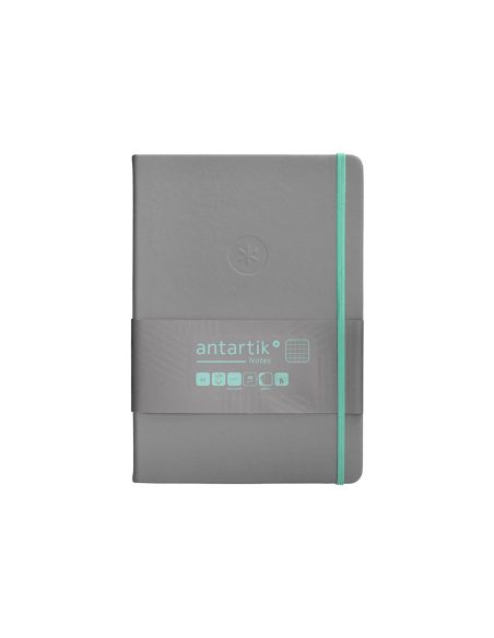 Cuaderno Con Gomilla Antartik Notes Tapa Dura A5 Hojas Cuadricula Gris Y Turquesa 100 Hojas 80 Gr Fsc