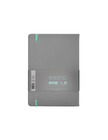 Cuaderno Con Gomilla Antartik Notes Tapa Dura A5 Hojas Cuadricula Gris Y Turquesa 100 Hojas 80 Gr Fsc