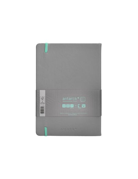 Cuaderno Con Gomilla Antartik Notes Tapa Dura A5 Hojas Cuadricula Gris Y Turquesa 100 Hojas 80 Gr Fsc