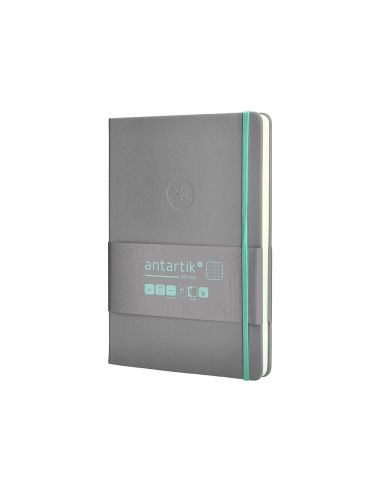 Cuaderno Con Gomilla Antartik Notes Tapa Dura A5 Hojas Cuadricula Gris Y Turquesa 100 Hojas 80 Gr Fsc