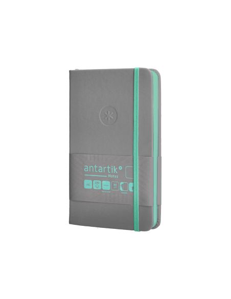 Cuaderno Con Gomilla Antartik Notes Tapa Dura A6 Hojas Lisas Gris Y Turquesa 100 Hojas 80 Gr Fsc